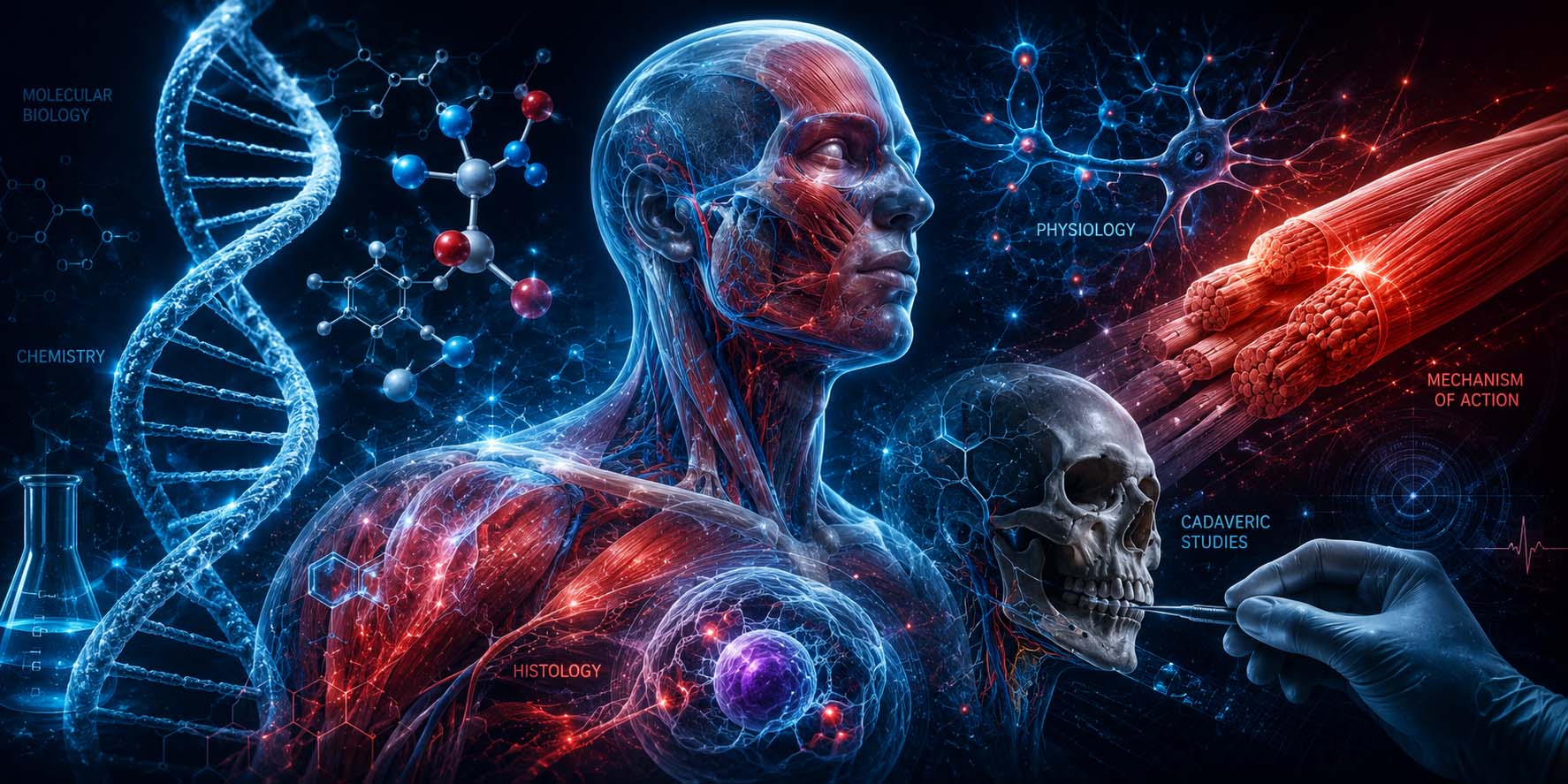 Scientific foundations of Myomodulation including chemistry, physiology, histology, molecular biology, mechanism of action and cadaveric anatomy.