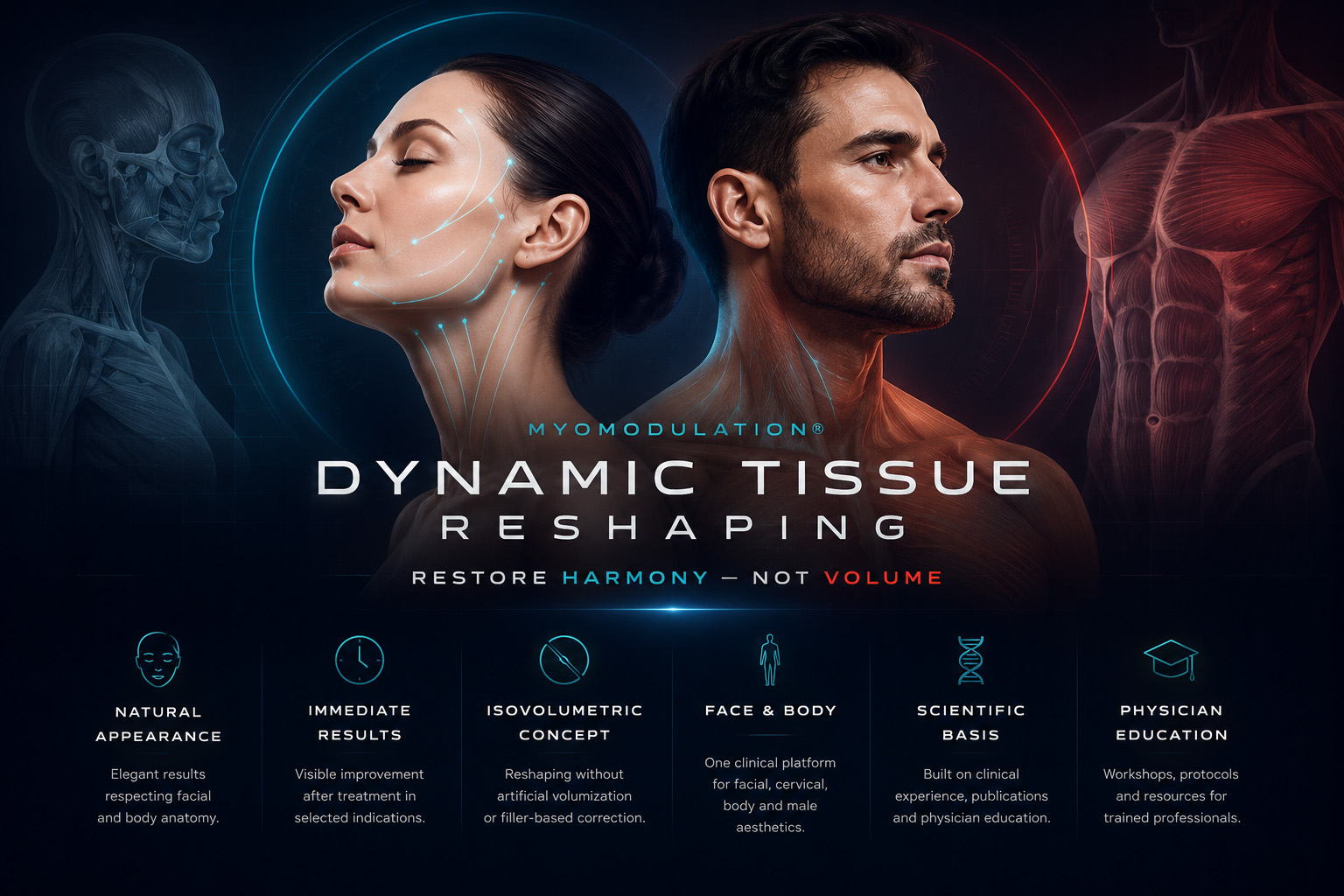 Myomodulation® dynamic tissue reshaping for natural facial and body harmonization based on functional anatomy